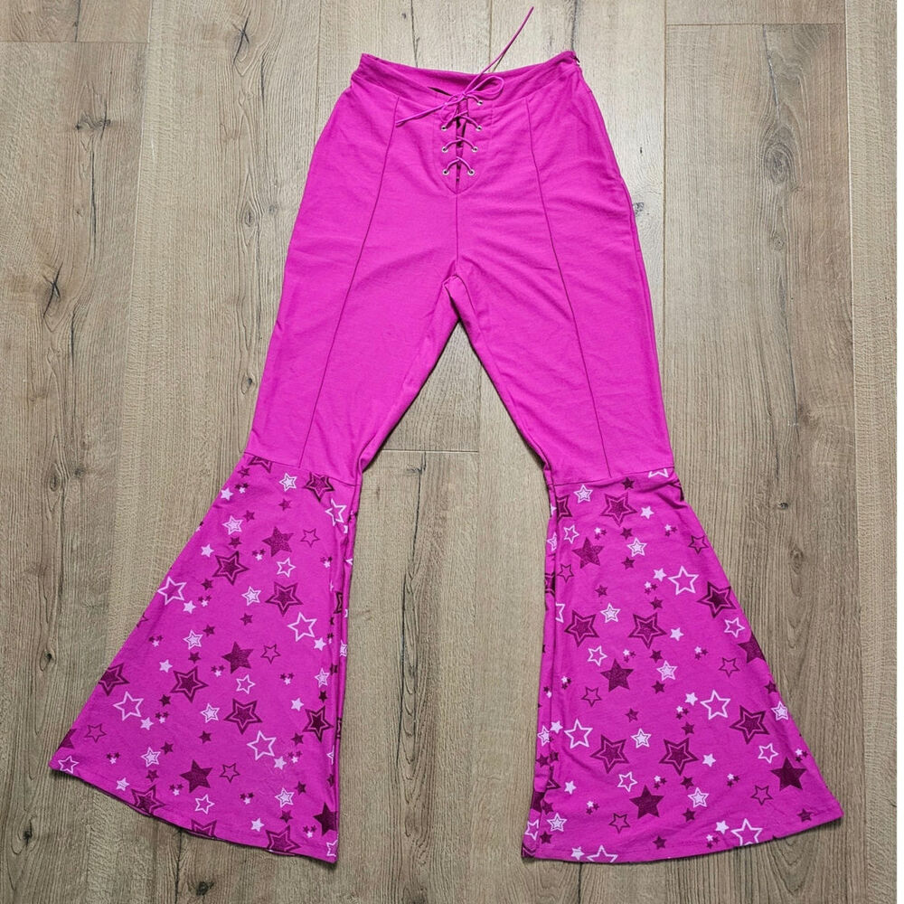 Barbie Brand Pink Flare Bell Bottom Star Pants Movie Barbiecore Cowgirl EUC S